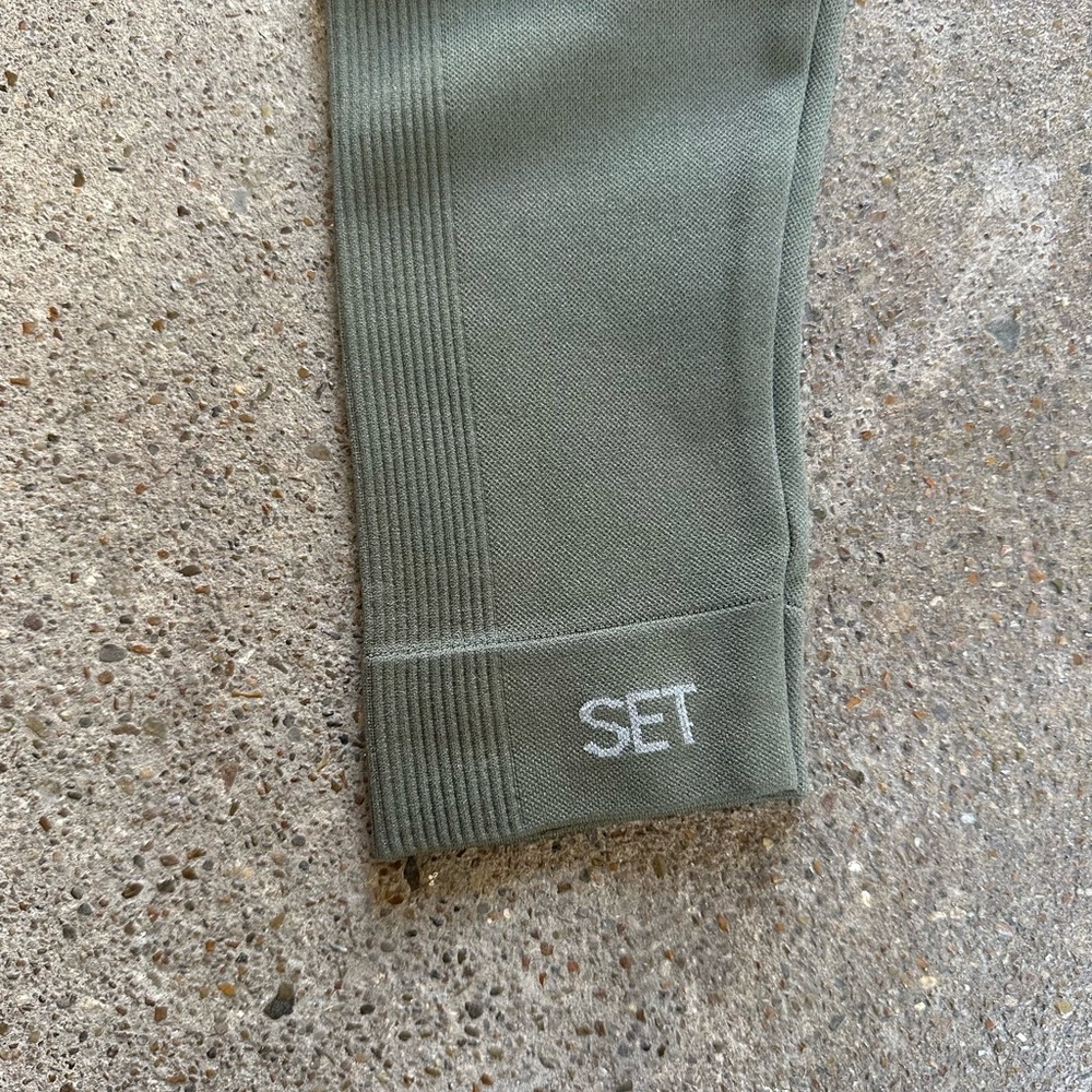 Set Active Sculptflex Leggings Green Size S/M Activewear Athleisure Ribbed - Picture 9 of 10
